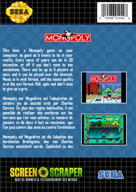 Monopoly (USA) box cover back